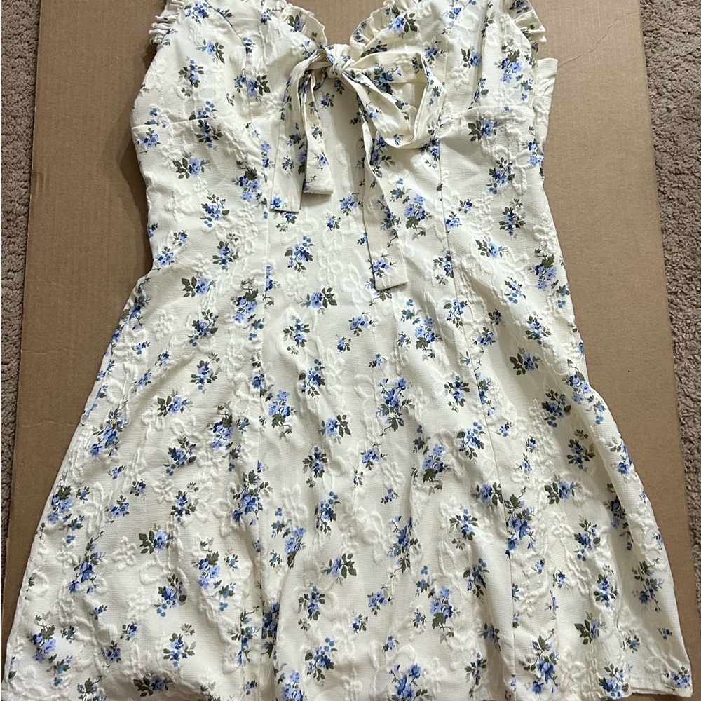 Emory Park Cream and Blue Floral Dress